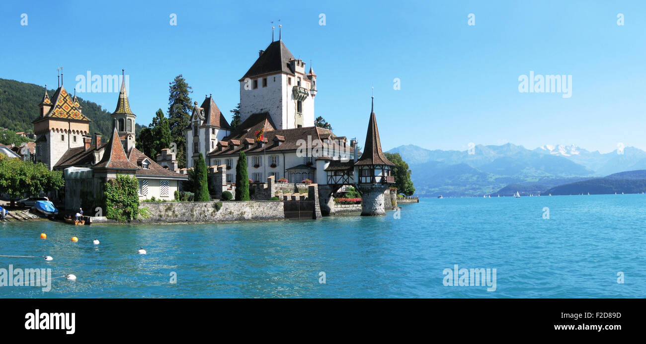 Oberhofen castle at the lake Thun, Switzerland Stock Photo Alamy