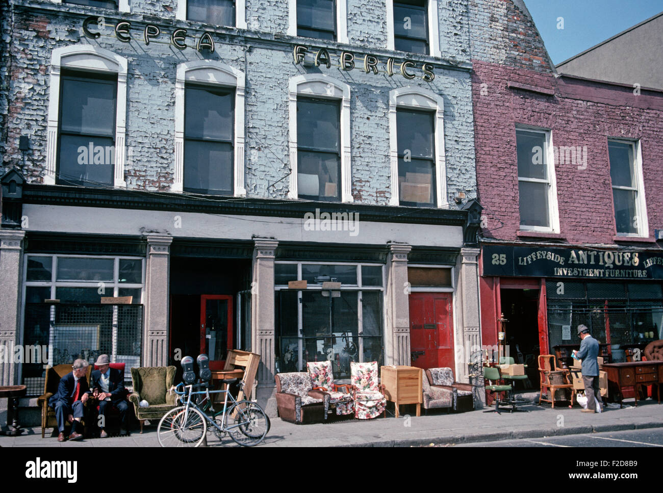Antiques, second hand shops on The Quays, River Liffey, Dublin, as