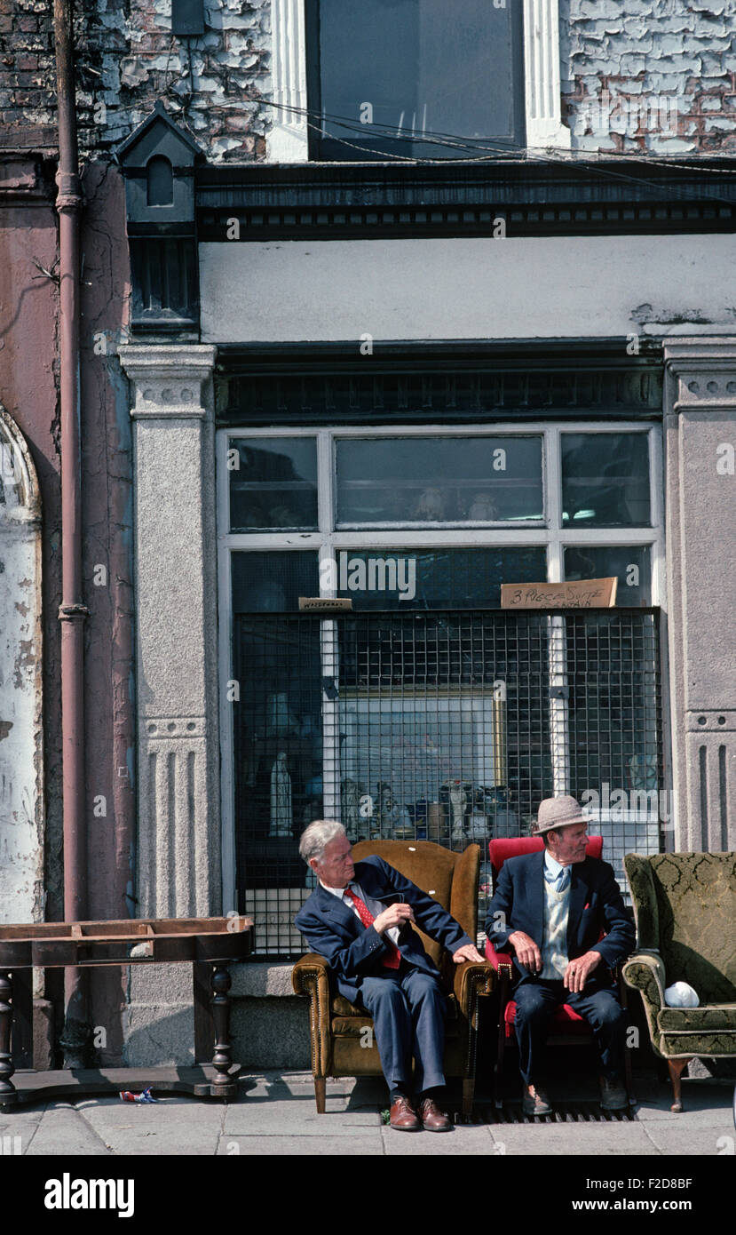 Antiques, second hand shops on The Quays, River Liffey, Dublin, as referred to in James Joyce