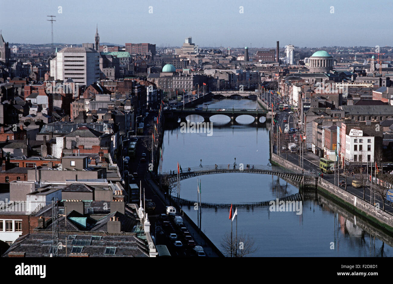 Aerial view of Dublin City and River Liffey referred to in James Joyce ...
