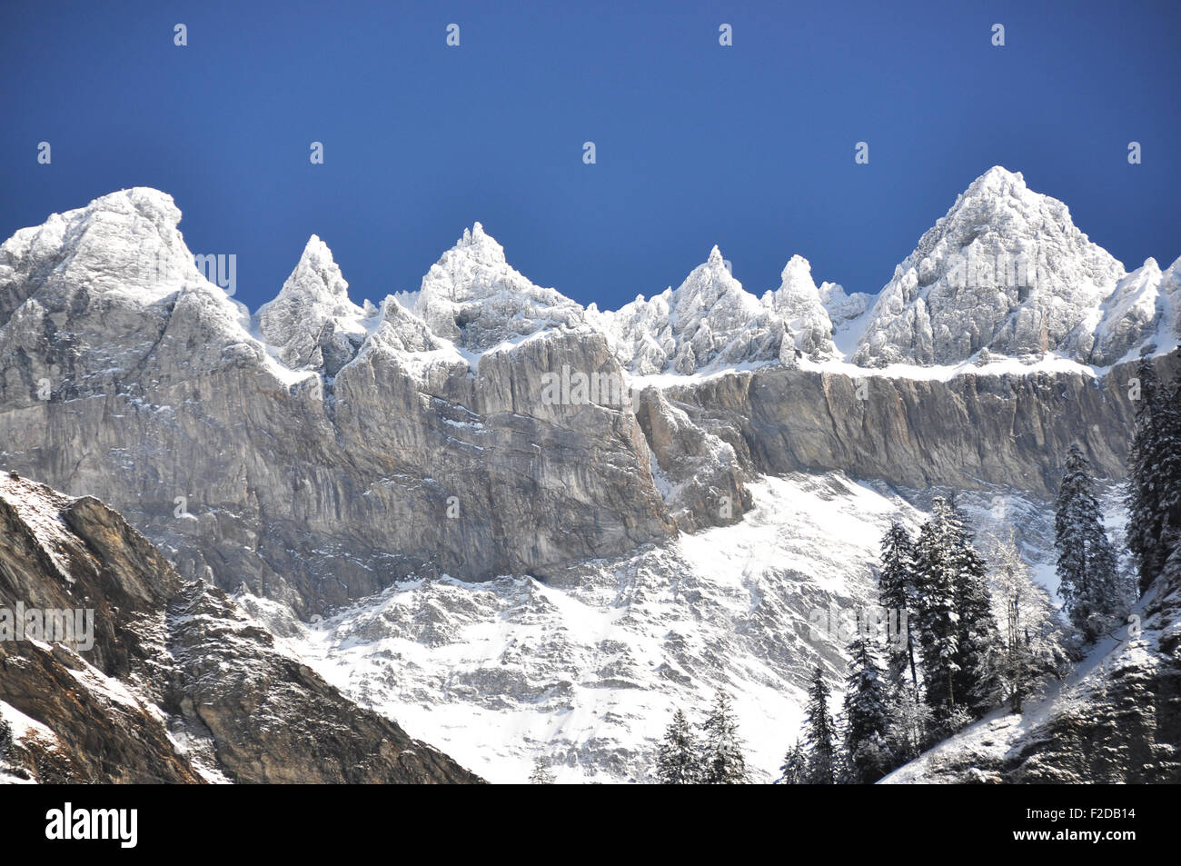 Mountain ridge in Elm region, Switzerland Stock Photo