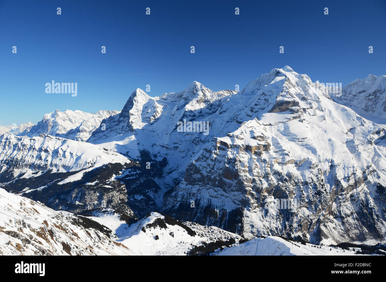 Eiger, Moench and Jungfrau: three famous Swiss mountain peaks Stock ...