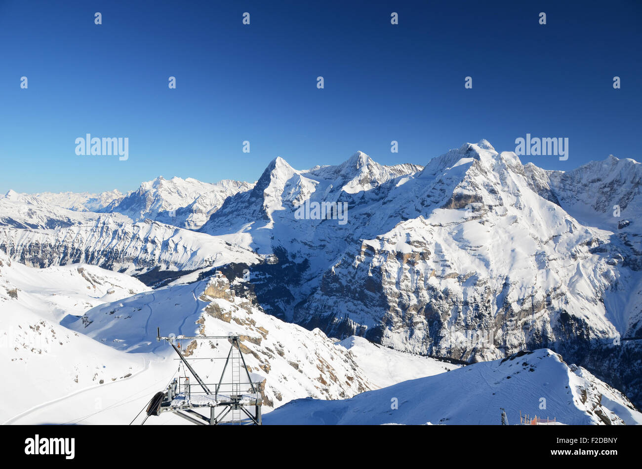 Eiger, Moench and Jungfrau, famous Swiss mountain peaks Stock Photo - Alamy
