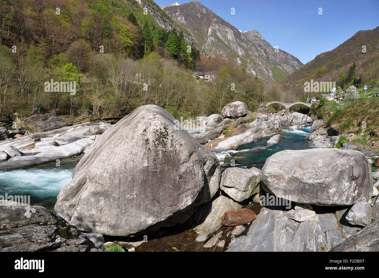 Verzasca Valley Crystal Clear River And Mountains In The