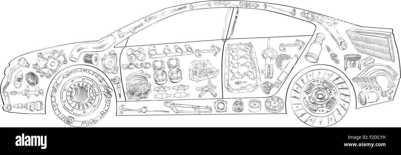 Passenger car of spare parts Stock Vector Image & Art Alamy