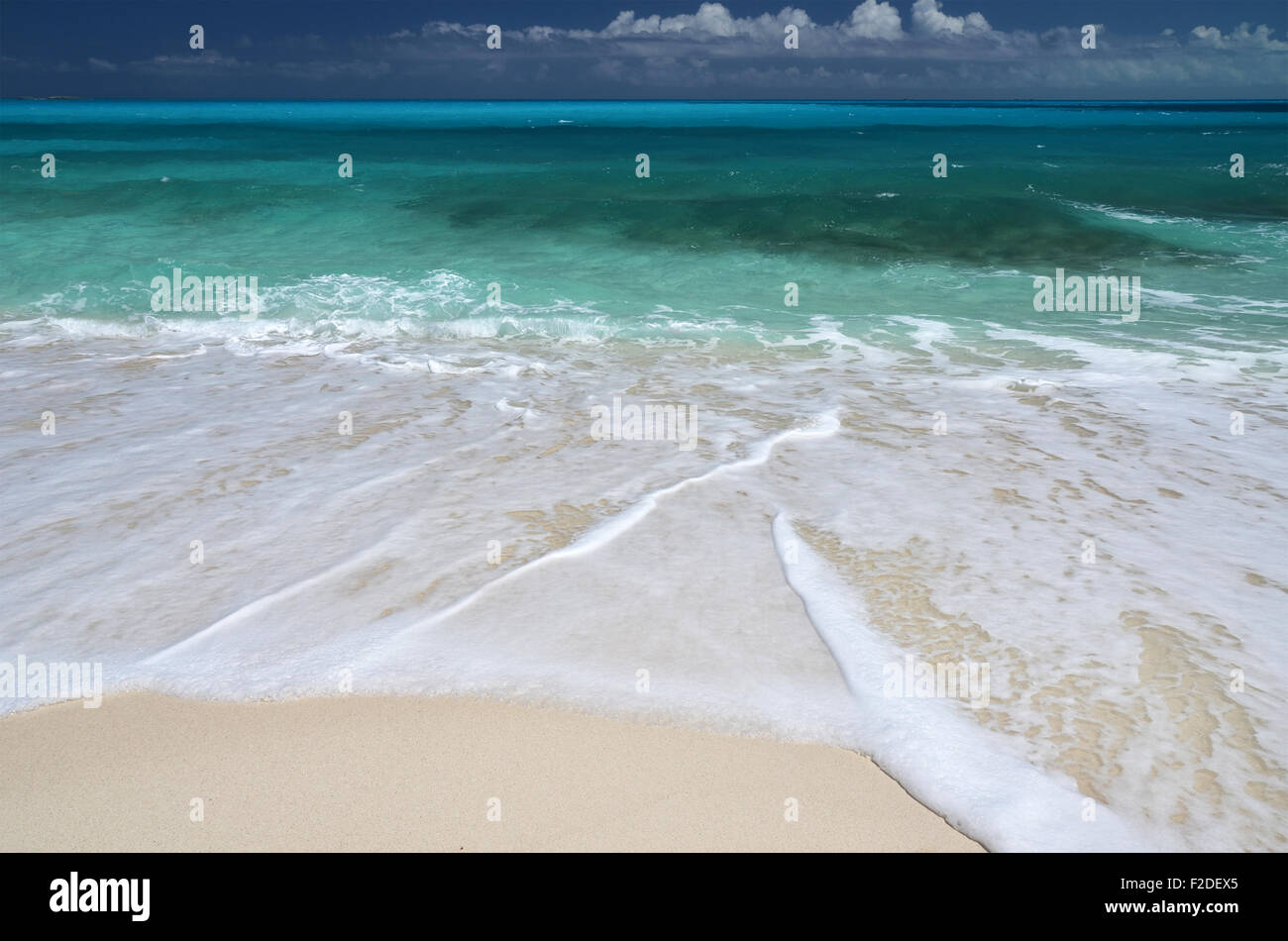 A desert beach of Little Exuma, Bahamas Stock Photo