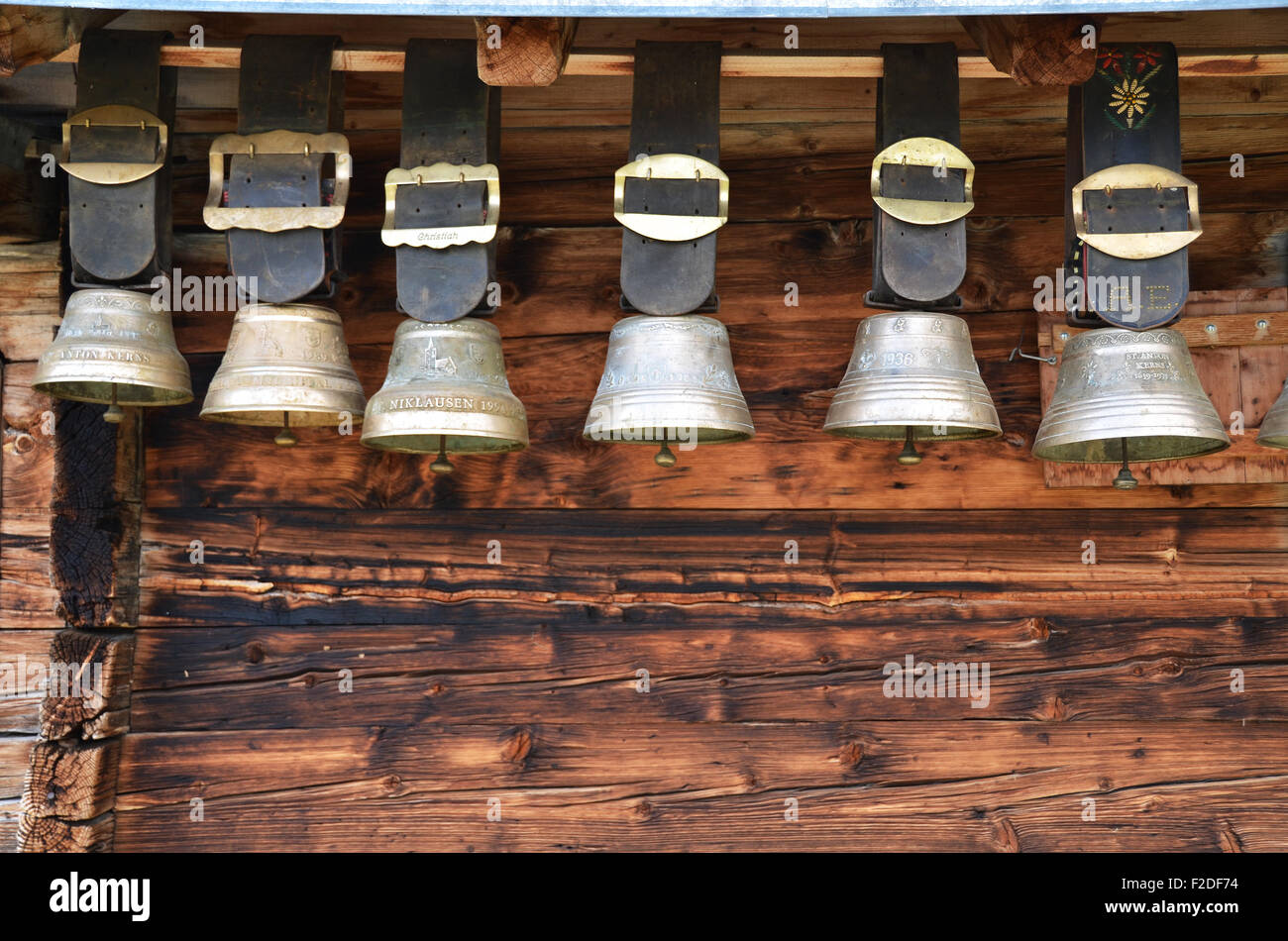 Traditional Swiss cowbells Stock Photo Alamy