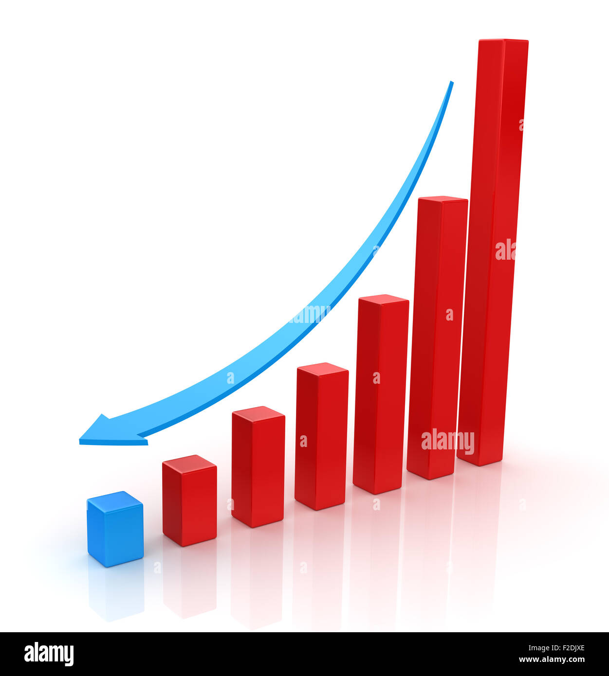 Business chart - decline , This is a computer generated and 3d rendered picture. Stock Photo