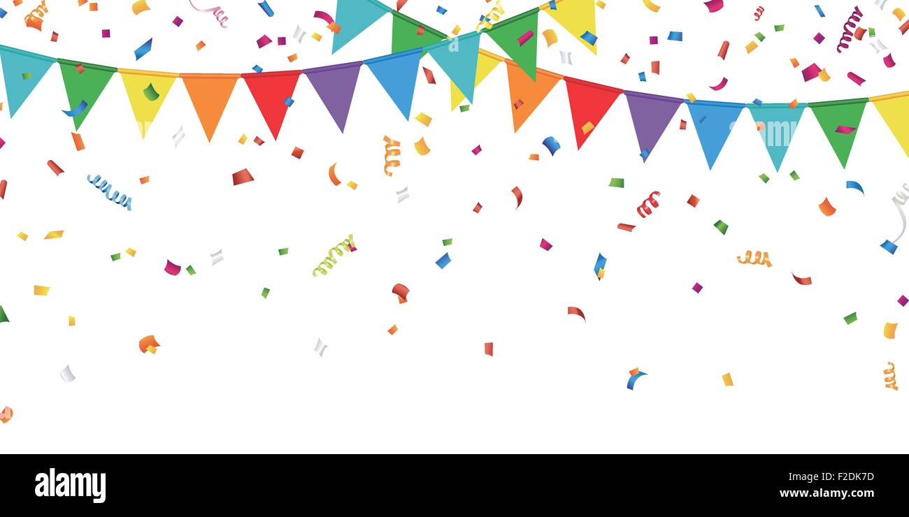 Party Background with Flags and Confetti Stock Vector