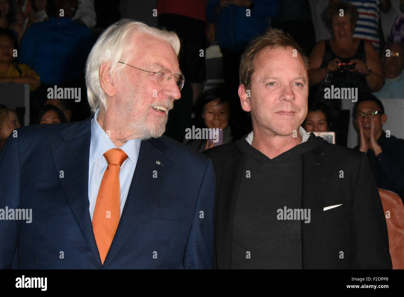 Toronto, Ontario, Canada. 16th Sep, 2015. Actor DONALD SUTHERLAND and his son actor KIEFER SUTHERLAND attend the 'Forsaken' premiere during the 2015 Toronto International Film Festival at Roy Thomson Hall on September 16, 2015 in Toronto, Canada. Credit:  Igor Vidyashev/ZUMA Wire/Alamy Live News Stock Photo