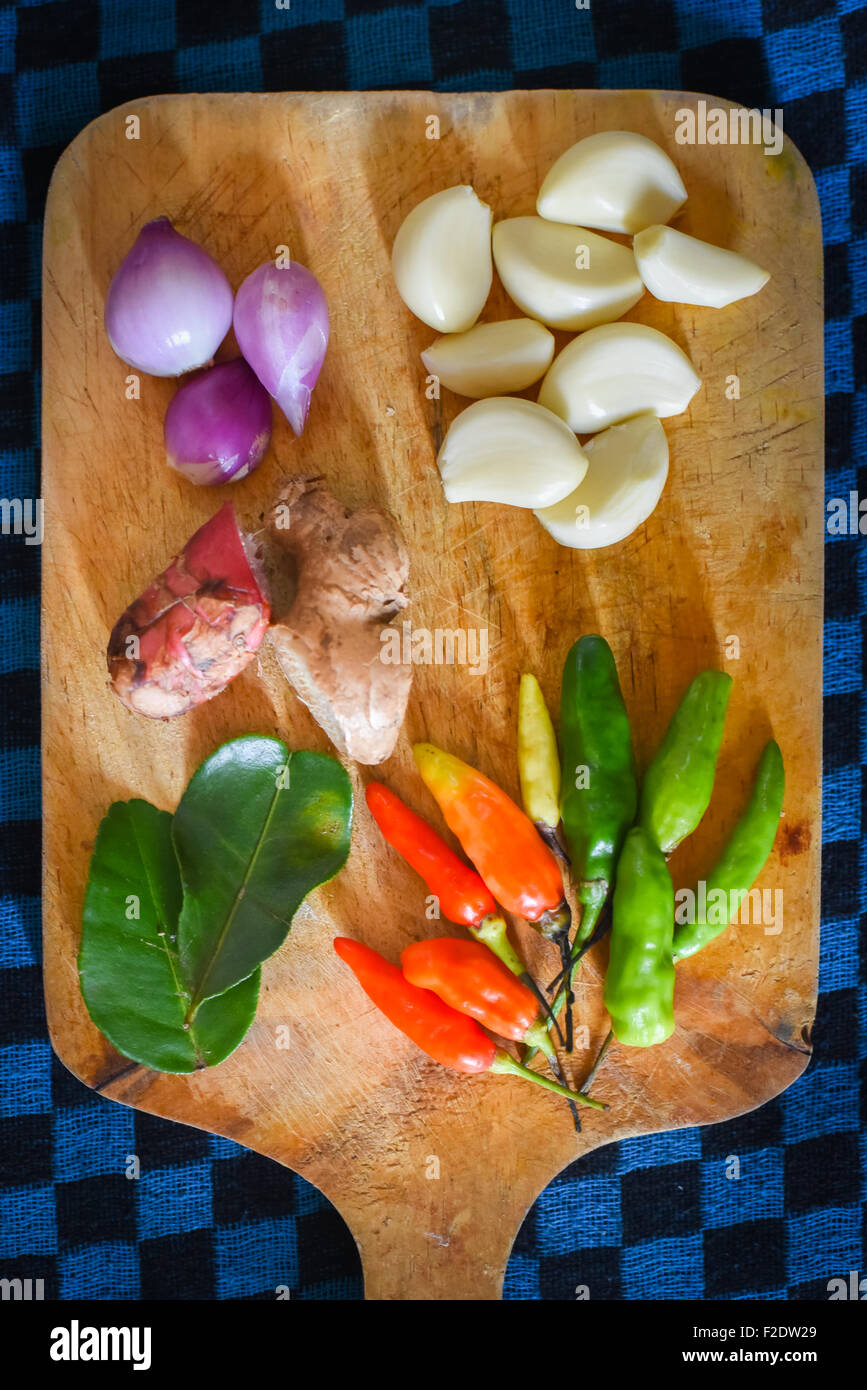 Basic cooking ingredients of Indonesian food. Stock Photo