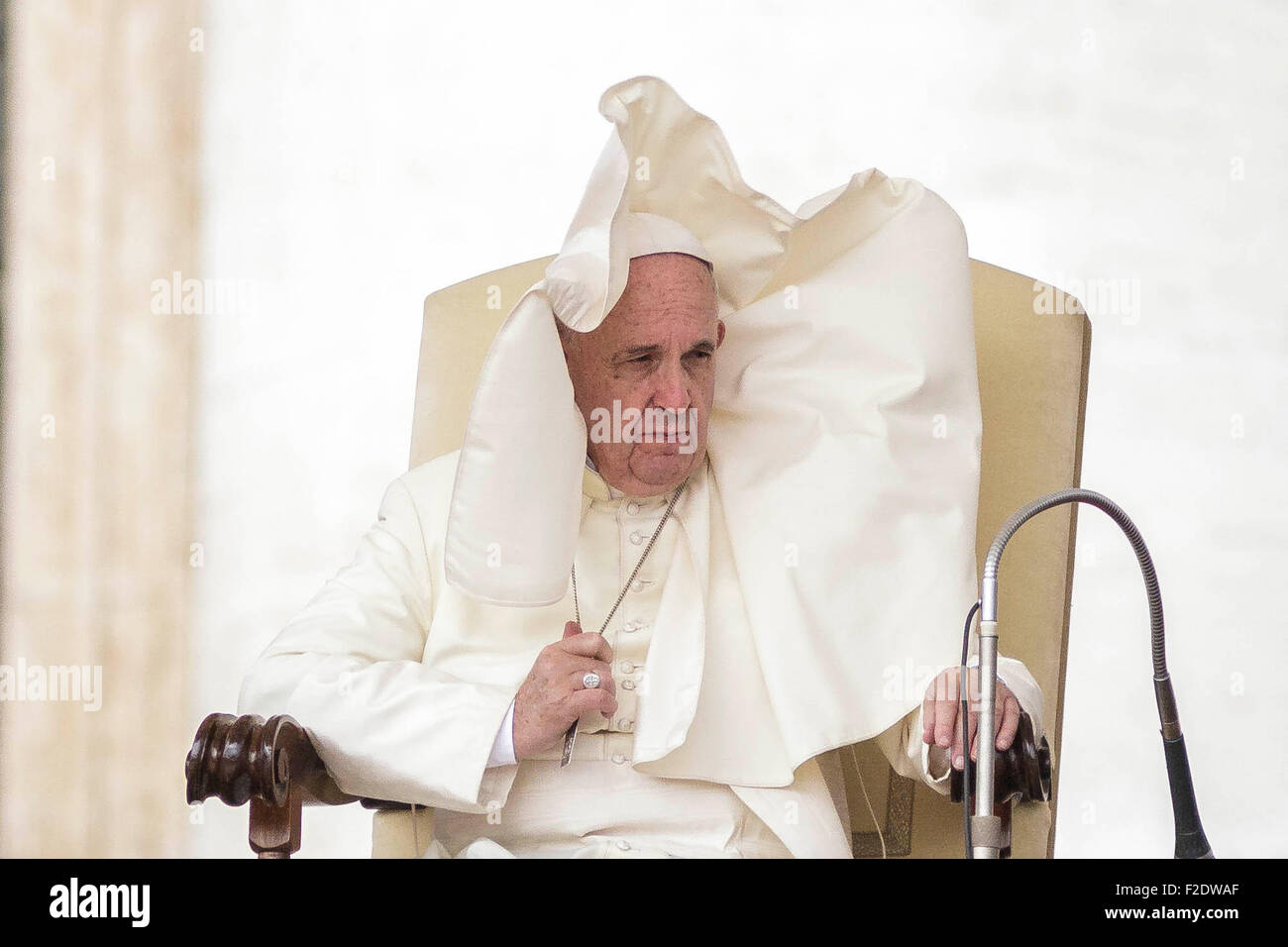 Vatican City, Vatican. 16th Sep, 2015. The robes of Pope Francis are ...