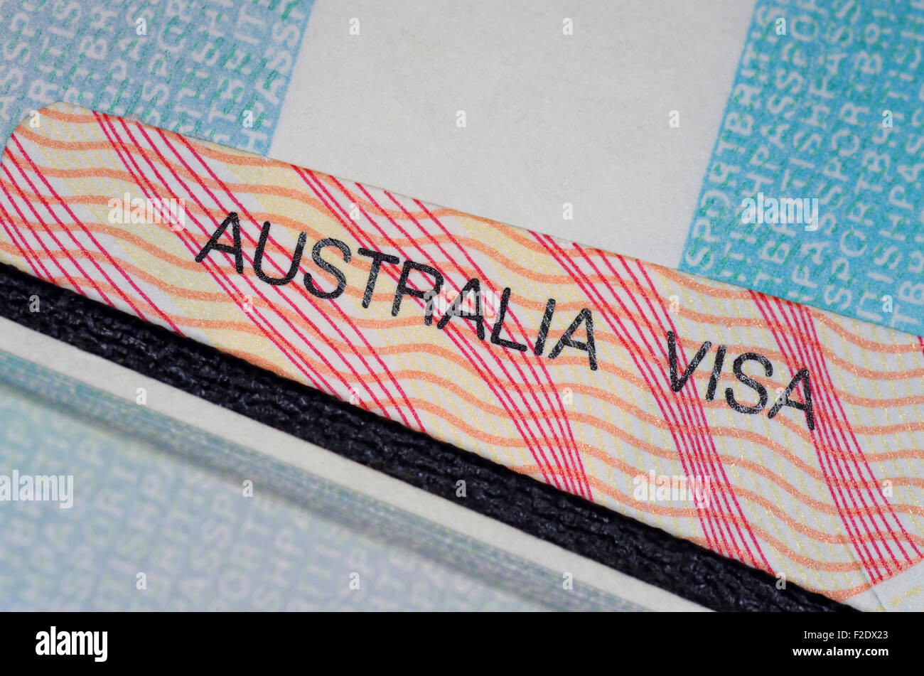 australian immigration visa and passport pages close up view Stock Photo