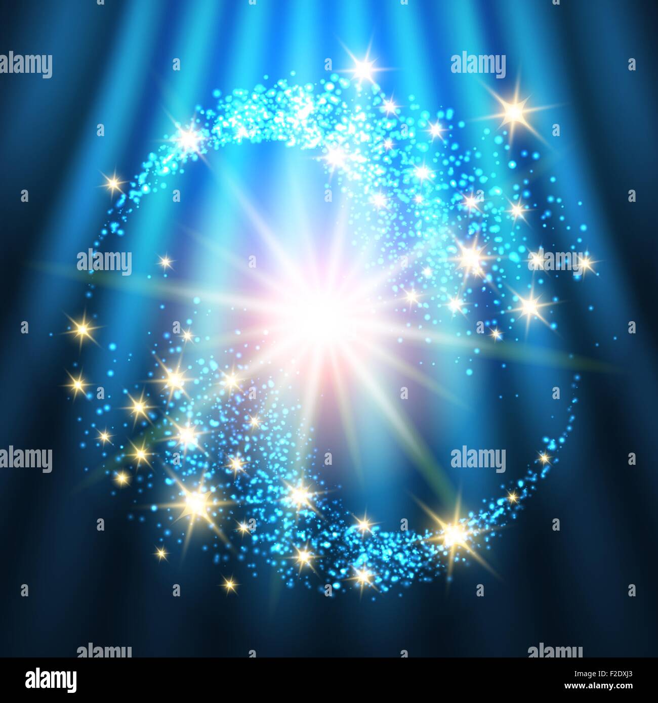 Bright Holiday Background With Glowing Stars and Lights. Colorful illustration Stock Vector