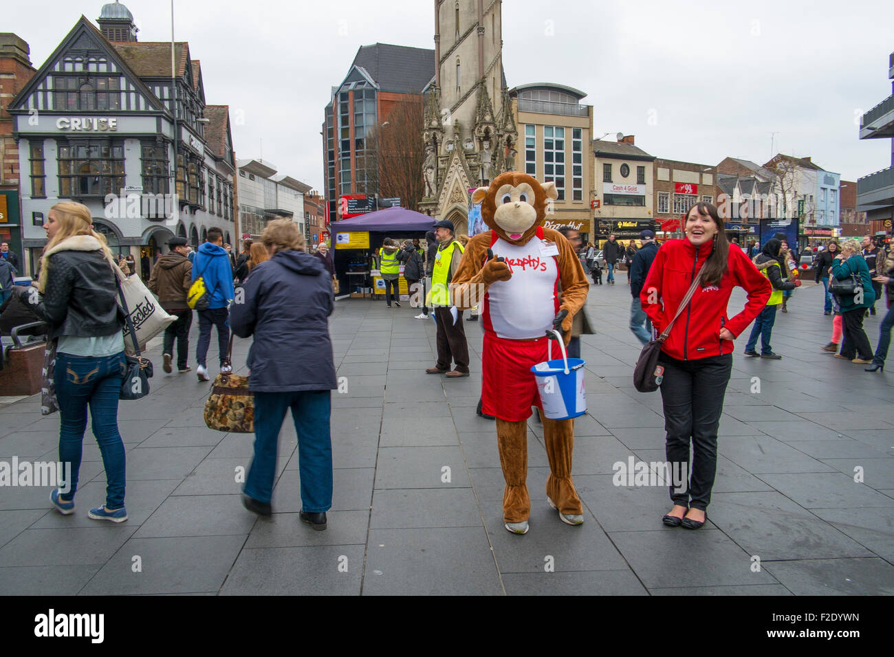 Menphys charity collectors in Leicester city centre. Stock Photo