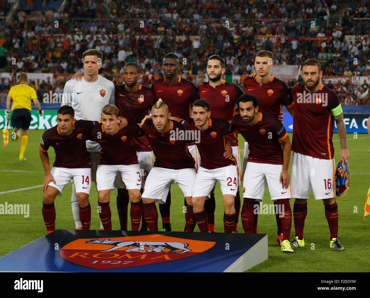 Rome, Italy. 16th Sep, 2015. ASRomabefore  the Champions League Group E soccer match against Barcellona  at the Olympic Stadium in Rome September 16, 2015 Credit:  agnfoto/Alamy Live News Stock Photo
