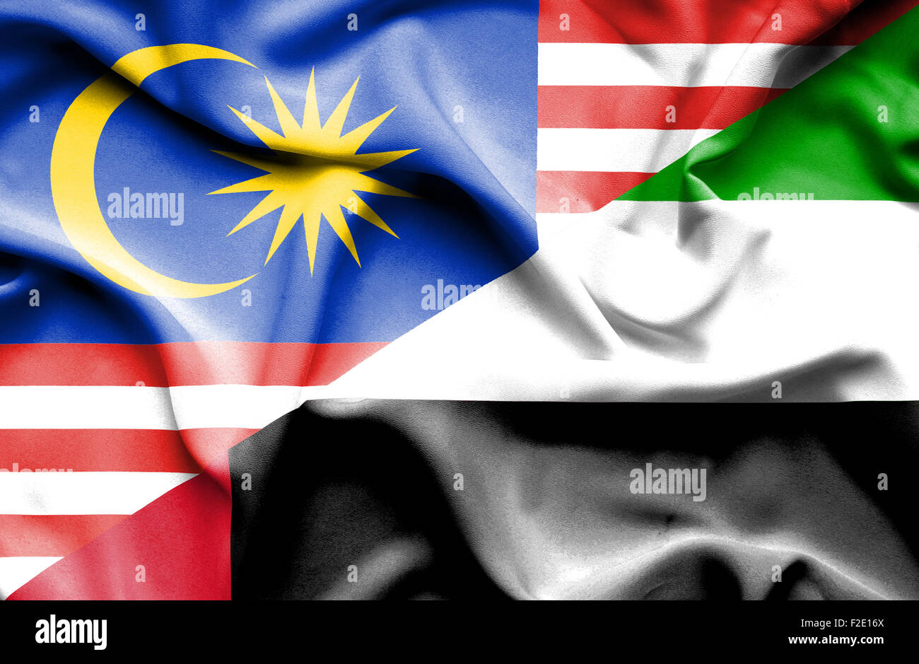 Waving Flag Of United Arab Emirates And Malaysia Stock Photo Alamy
