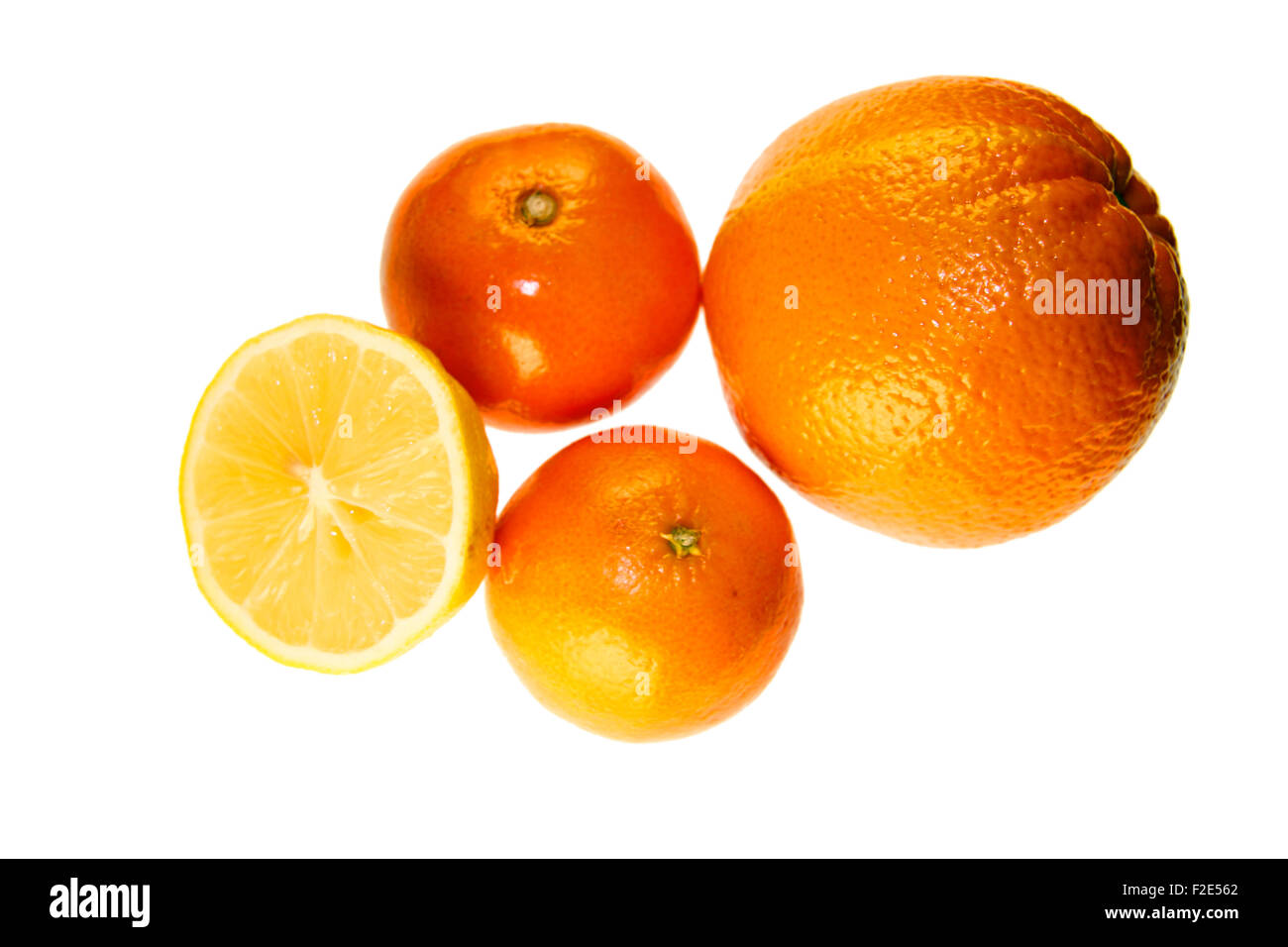Suedfruechte: Zitrone, Mandarine, Clementine, Orange - Symbolbild Nahrungsmittel. Stock Photo