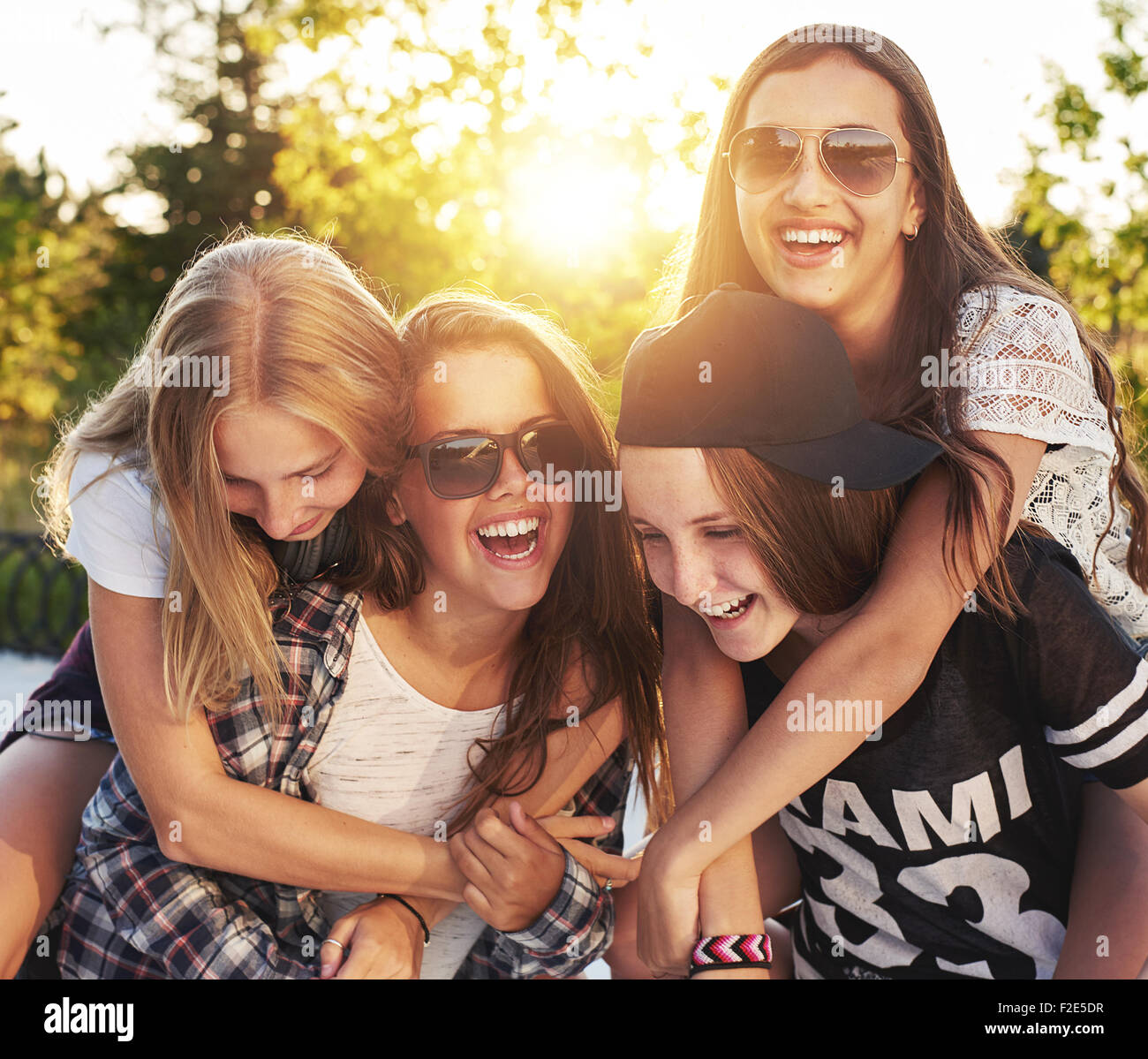 Group of friends laughing and having fun Stock Photo