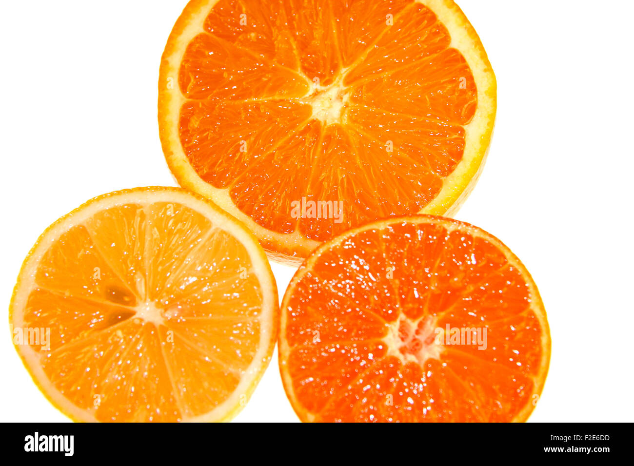 Suedfruechte: Zitrone, Mandarine, Clementine, Orange - Symbolbild Nahrungsmittel . Stock Photo