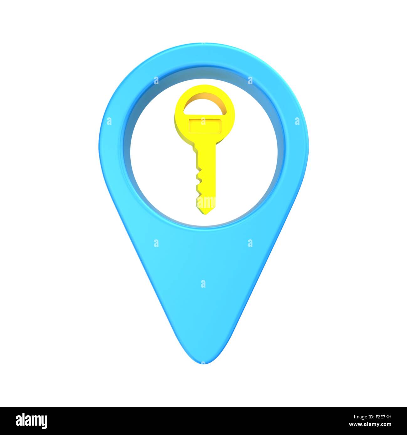 pointer of location with the key Stock Photo