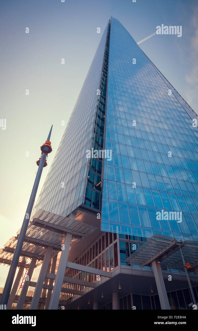 A low angle view of the Shard in London, UK. Stock Photo