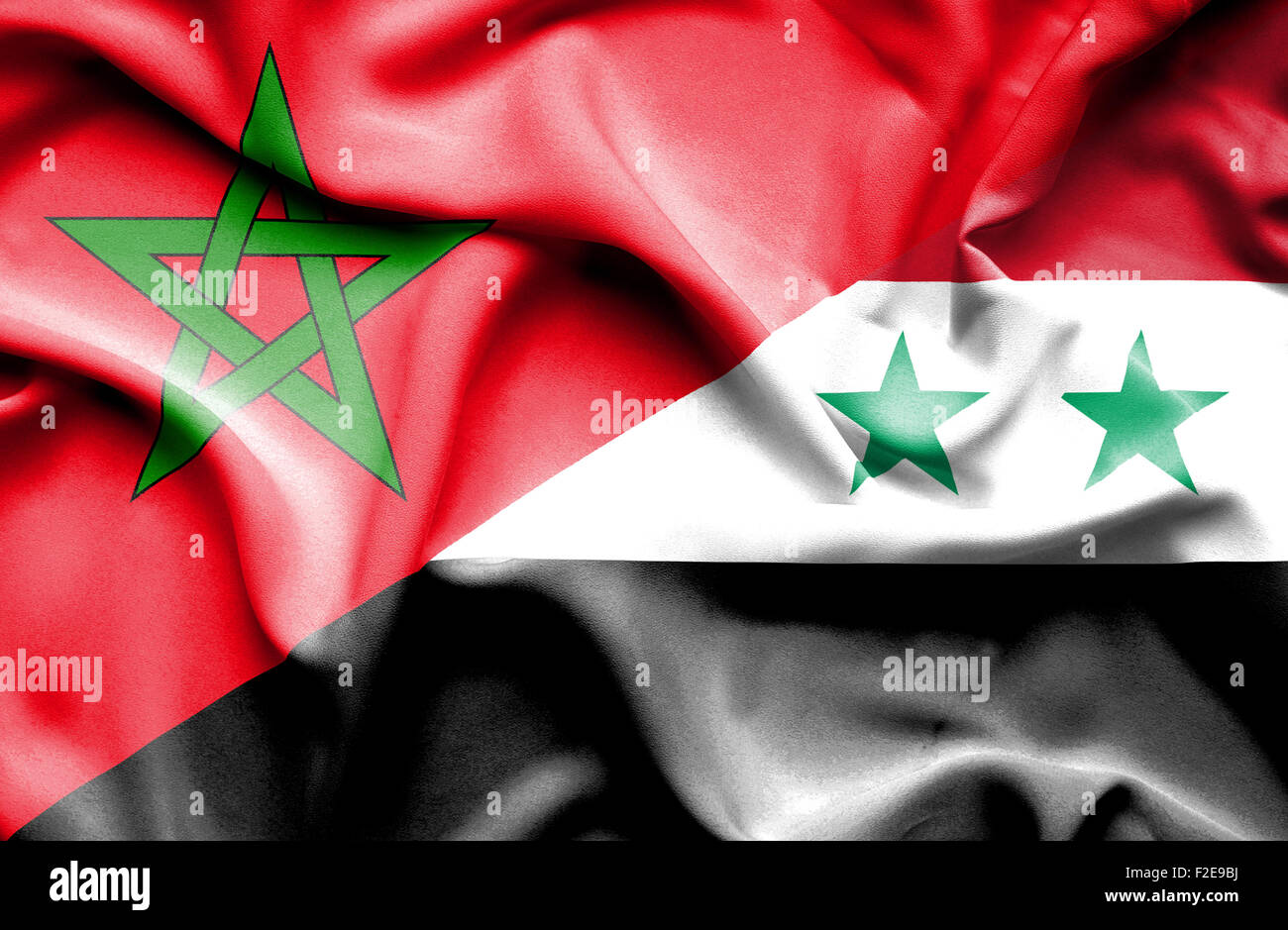 Waving Flag Of Syria And Morocco Stock Photo Alamy