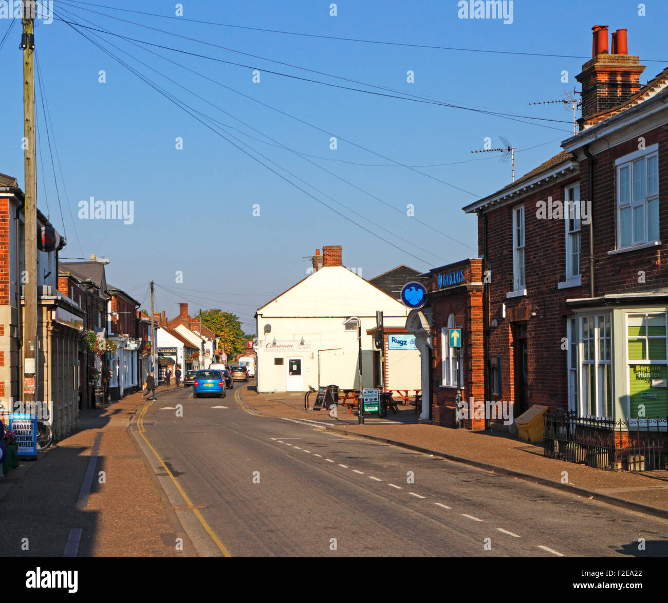 A view of the High Street in the town of Stalham, Norfolk, England, United Kingdom Stock Photo