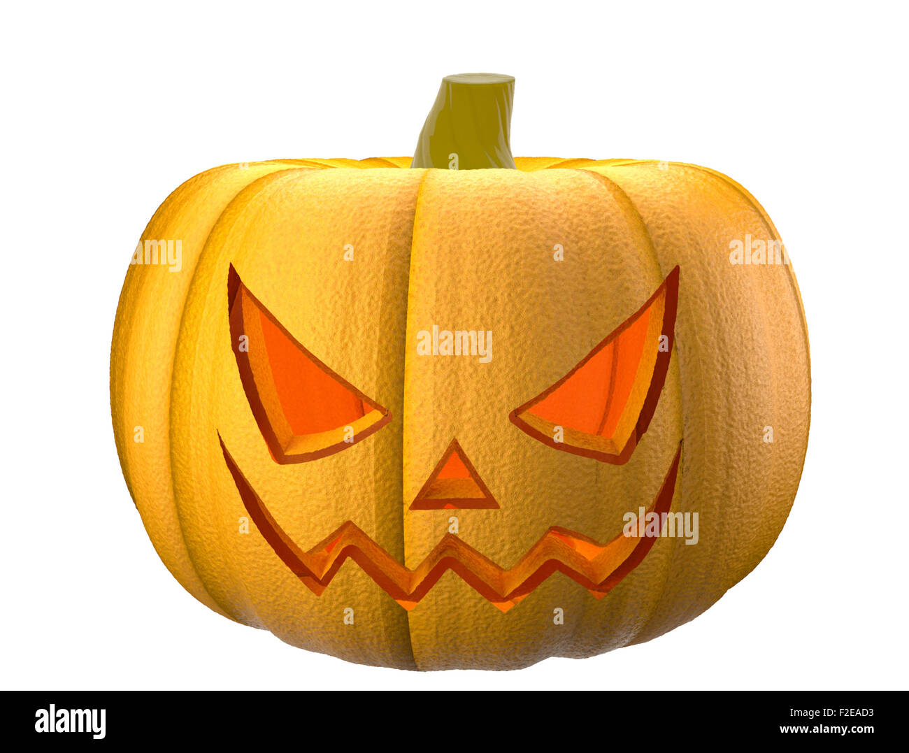 Halloween pumpkin with scary face on white (3D Render Stock Photo - Alamy