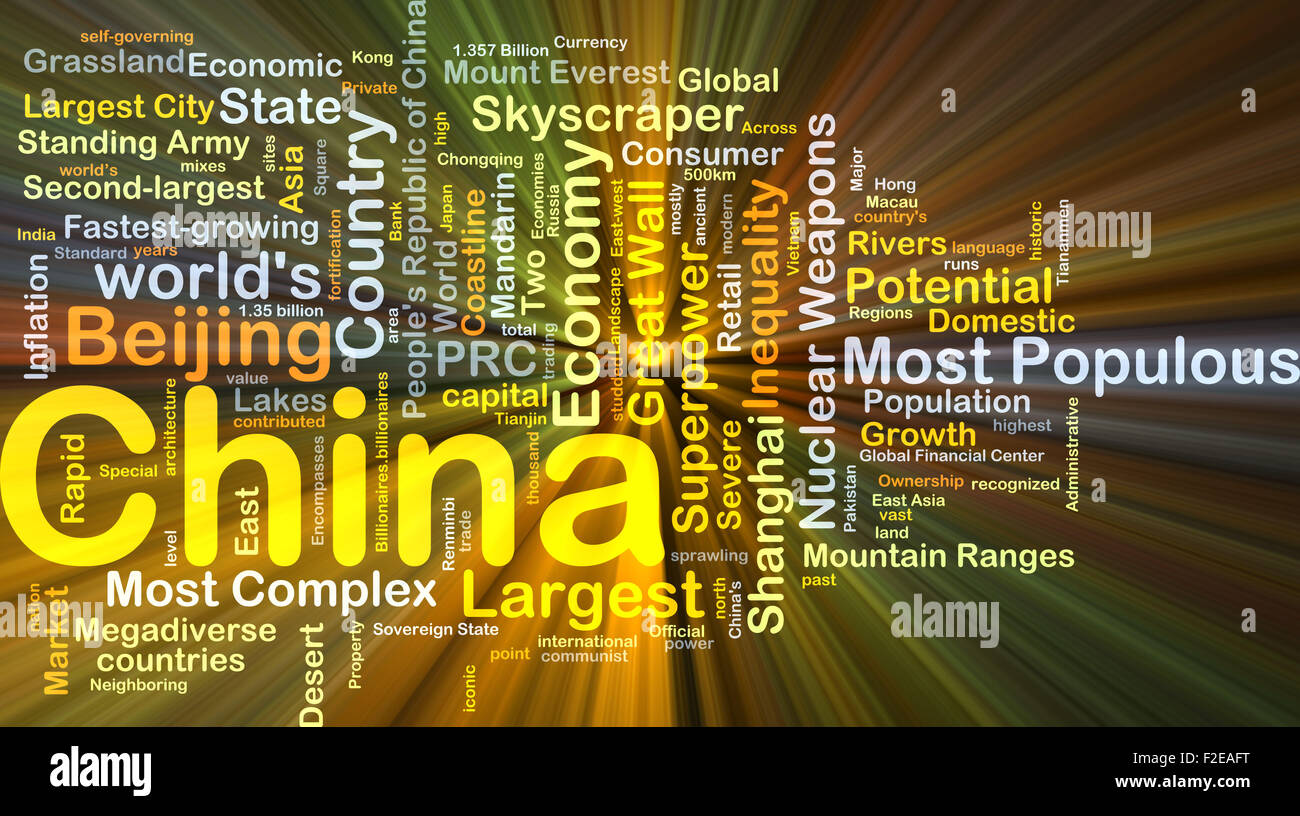 Background Concept Wordcloud Illustration Of China Glowing Light Stock ...