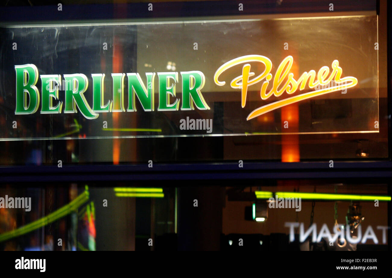 NOVEMBER 2013 - BERLIN: brands: the logo of the German beer brewery 'Berliner Pilsner', Berlin. Stock Photo