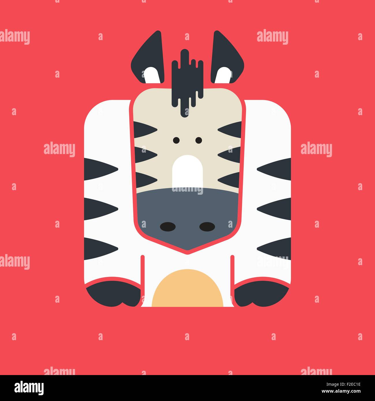 Flat square icon of a cute zebra Stock Vector Image & Art - Alamy