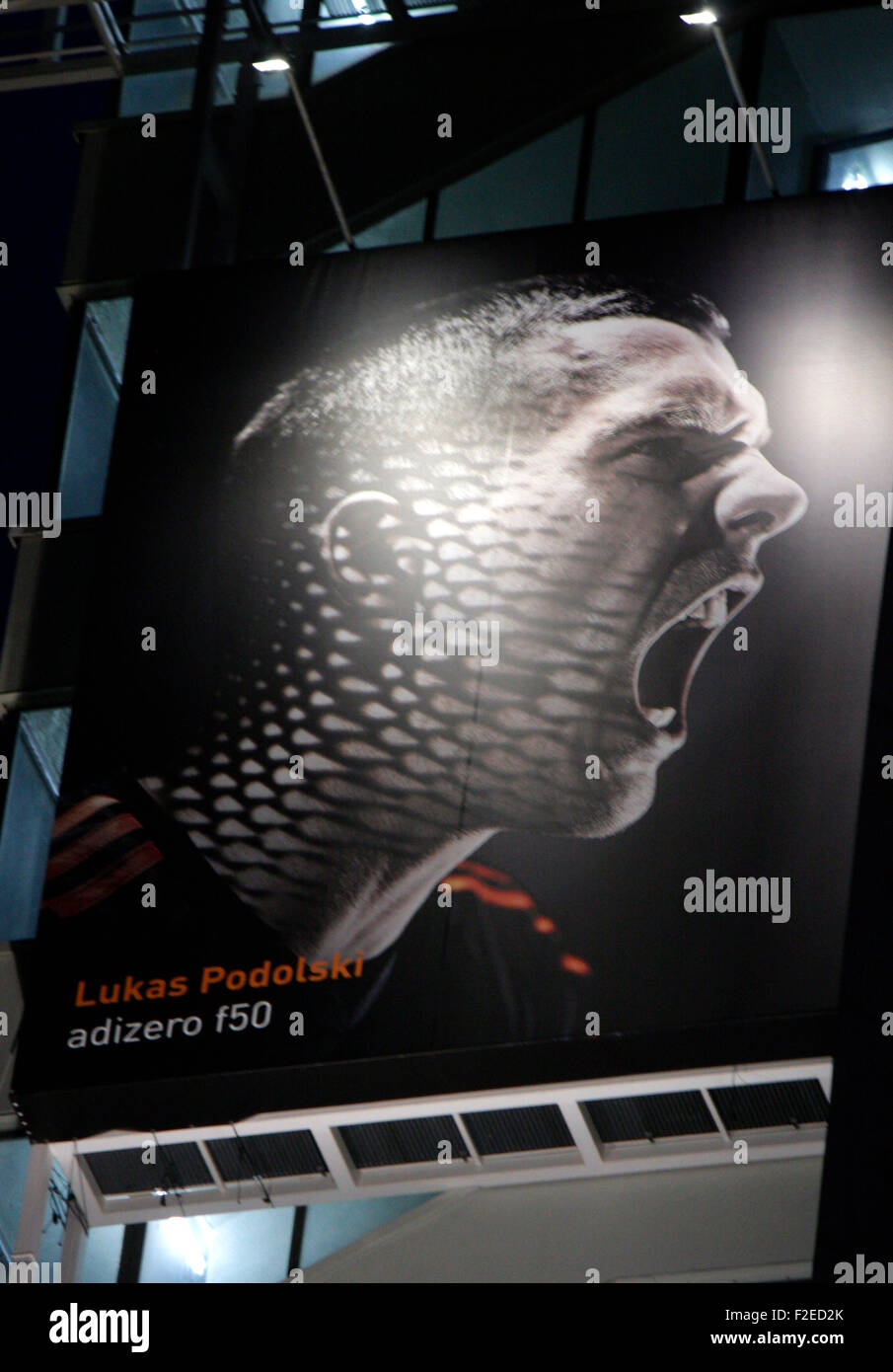 Grossplakat der Firma 'Adidas' zu Zeiten der Fussballweltmeisterschaft 2014 in Brasilien auf dem Gebaeude der Berliner Verlages Stock Photo