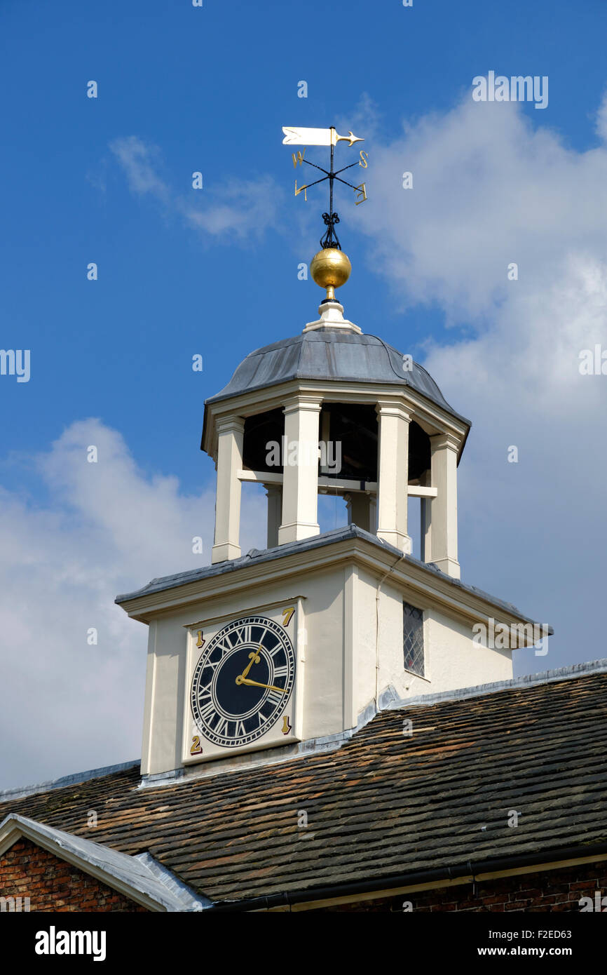 Clock & Bell Tower at Dunham Massey Hall, Dunham Park, Altrincham, Trafford, Greater Manchester. Stock Photo
