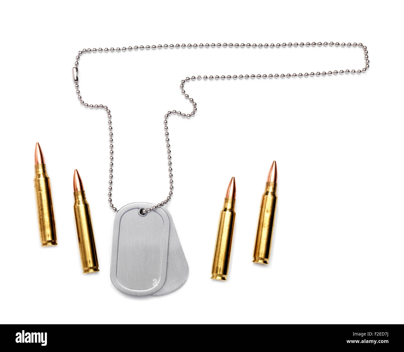 Isolated Dog Tag with bullets Stock Photo