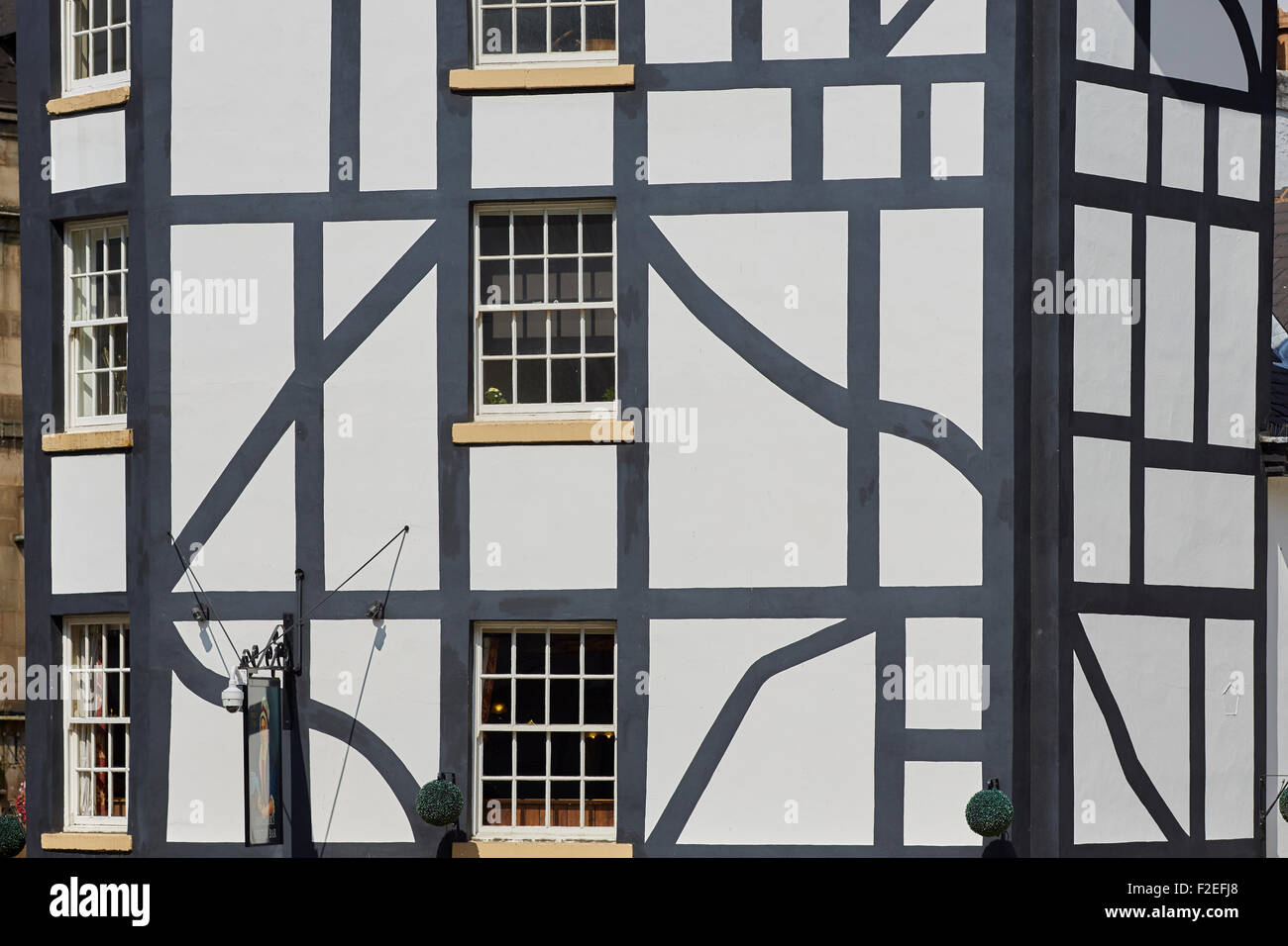 Detail close up of the tudor framework at Sinclair's Oyster Bar in Manchester city centre's Exchange Square   UK Great Britain B Stock Photo