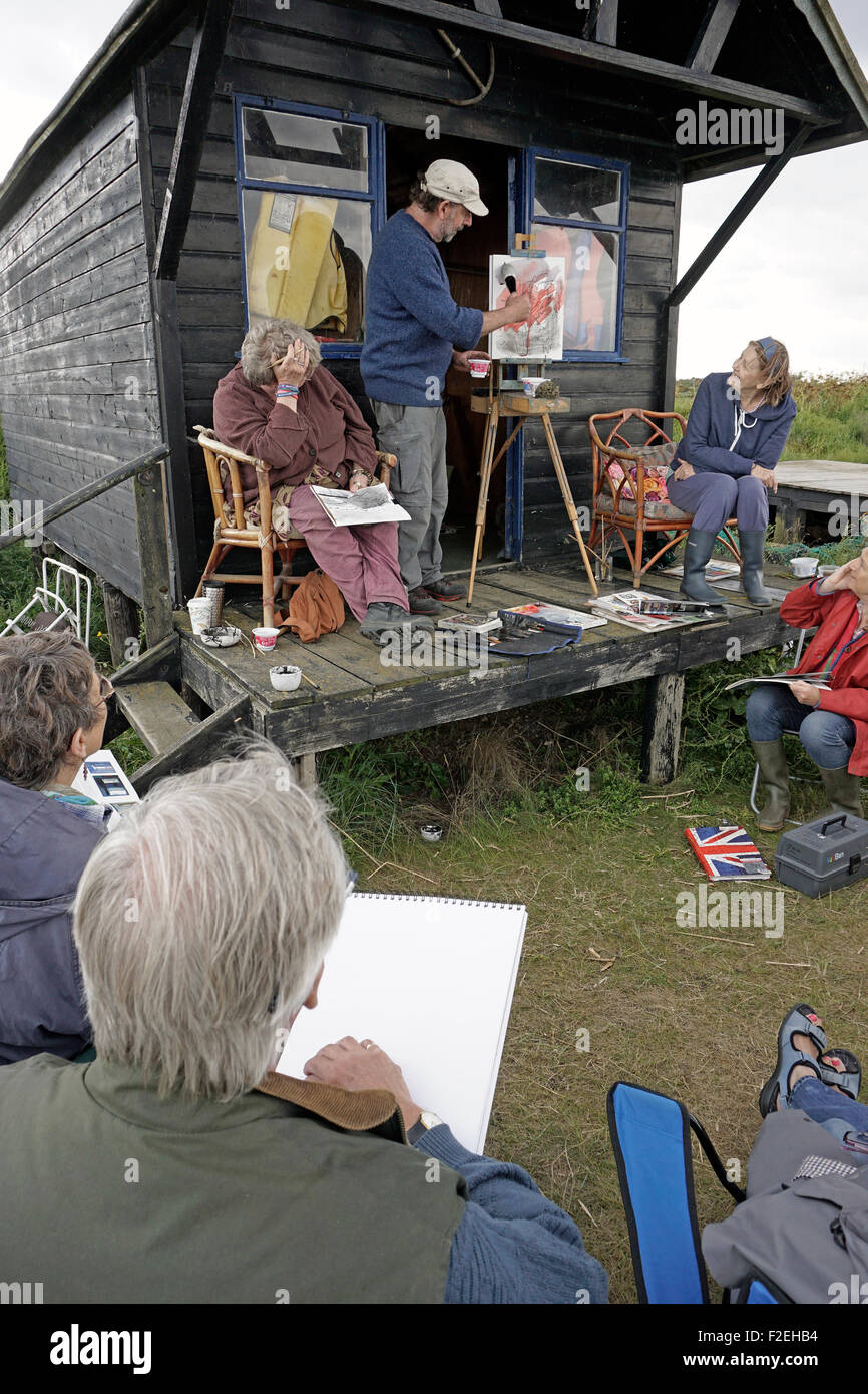 artist jason bowyer teaching at walberswick suffolk Stock Photo