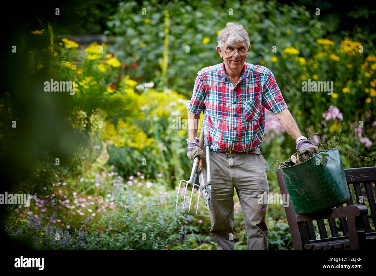 Parsonage gardens in Didsbury flower beds blooming bloom tidy pretty Stock Photo