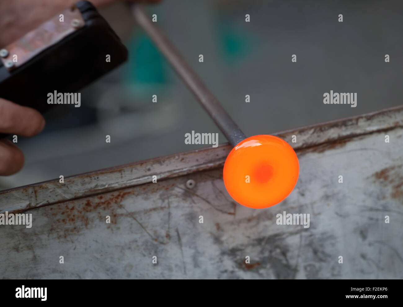 Handcrafted of glass blowing. Ancient craft for production of of glassware. Stock Photo