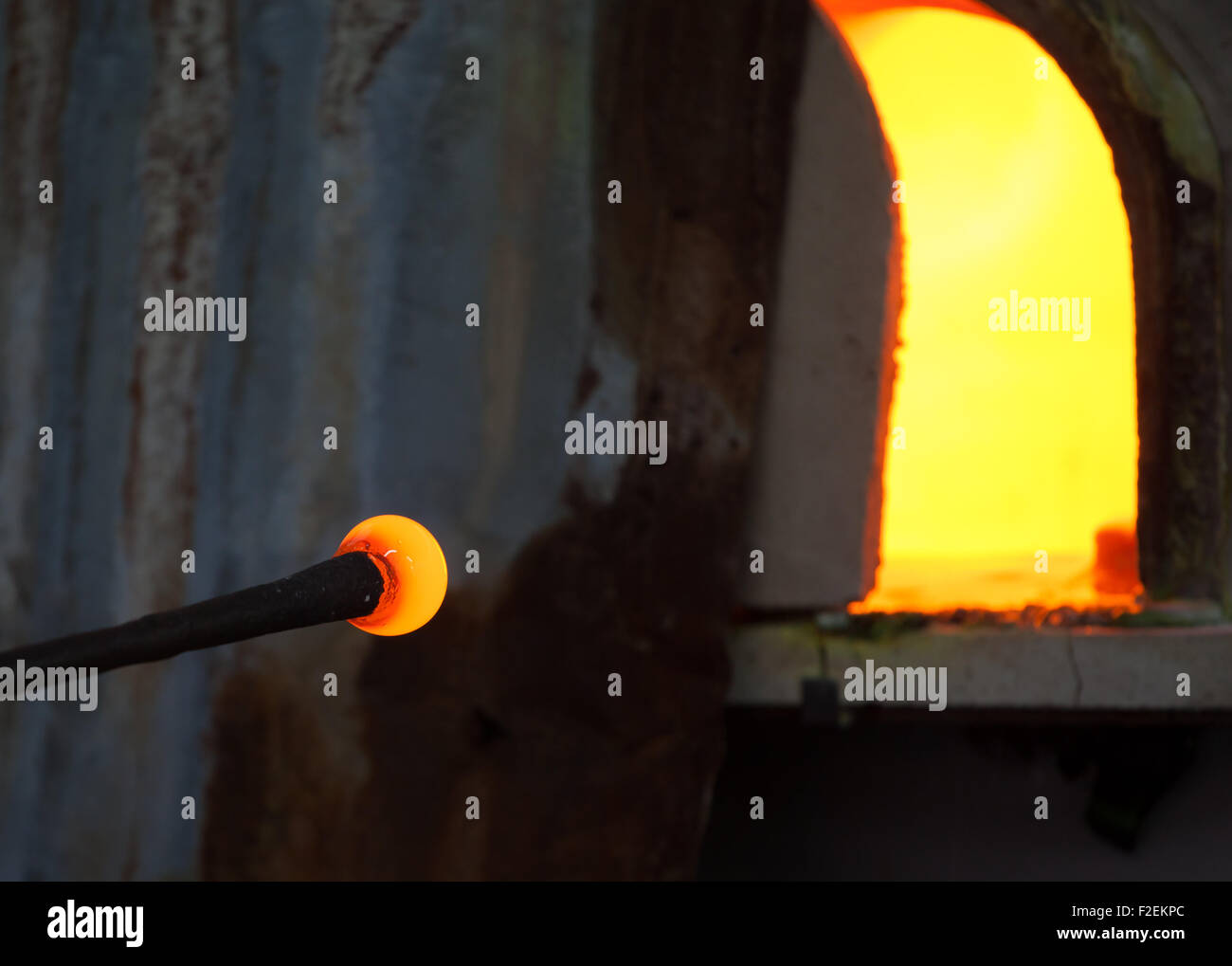 Handcrafted of glass blowing. Ancient craft for production of of