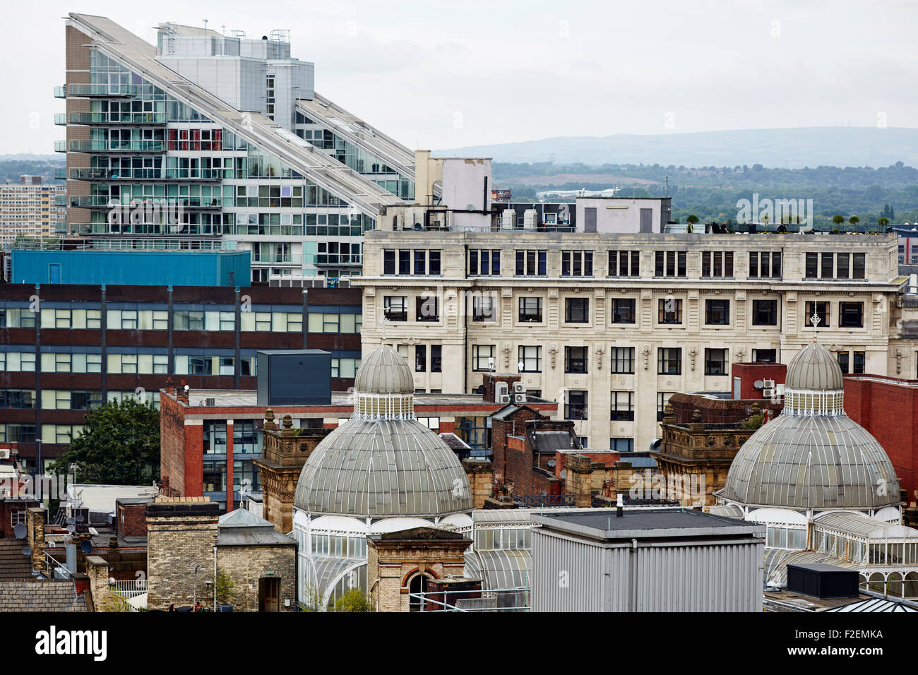 The roof top domes of Barton Arcade in Manchester UK  Barton Arcade is a Victorian shopping arcade in Manchester, England, locat Stock Photo