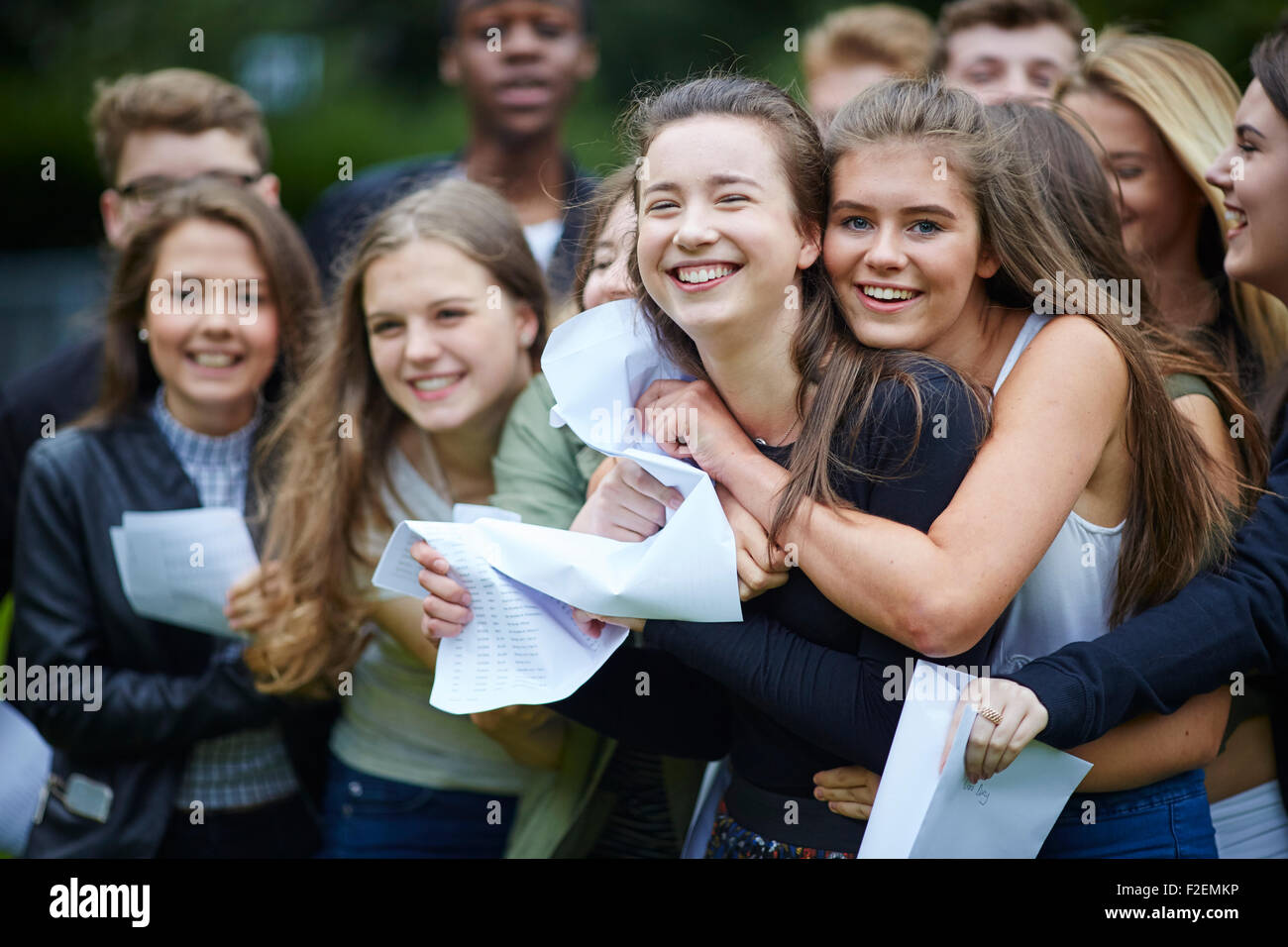 2015 A level results in  South Manchester UK.  UK Great Britain British United Kingdom Europe Western European island England En Stock Photo
