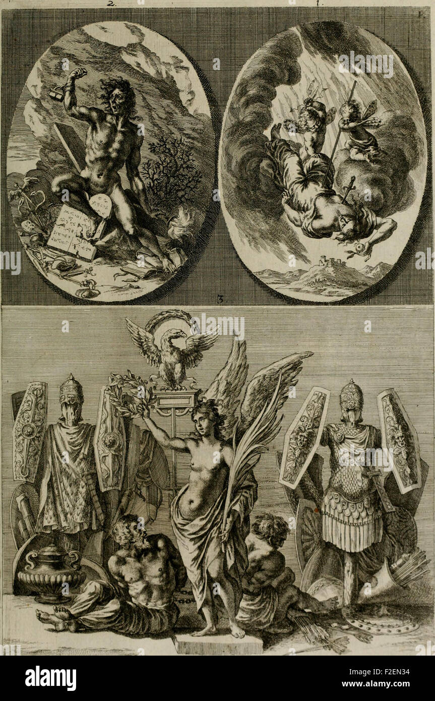 *Iconologia Deorum* is a work depicting the gods worshiped by the ancient Greeks and Romans, illustrated with famous statues in marble, porphyry stone, and metal. It showcases the iconography and religious significance of deities through artistic representations. Stock Photo