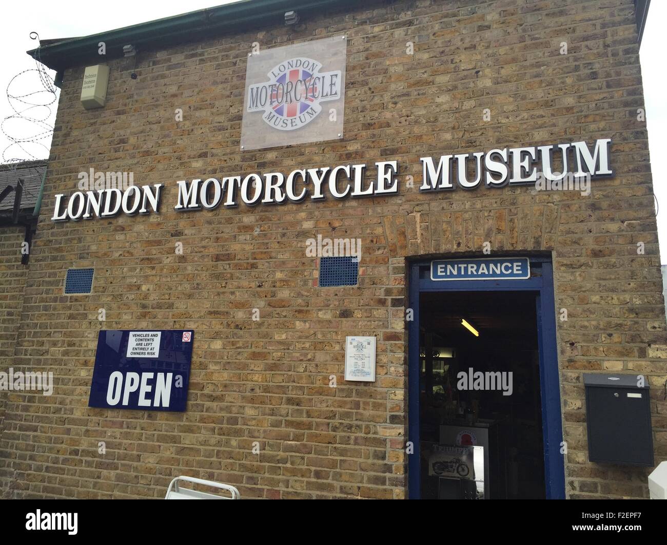 Facade London Motorcycle Museum, Greenford, London, UK, 27/07/2015. Stock Photo