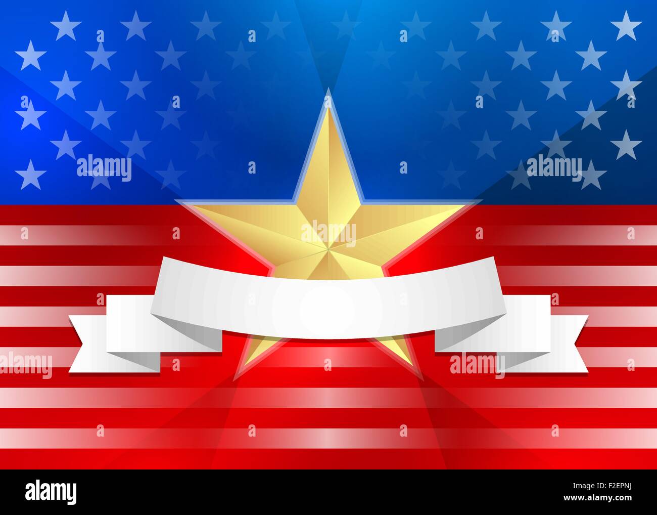 American flag with gold star and ribbon Stock Vector