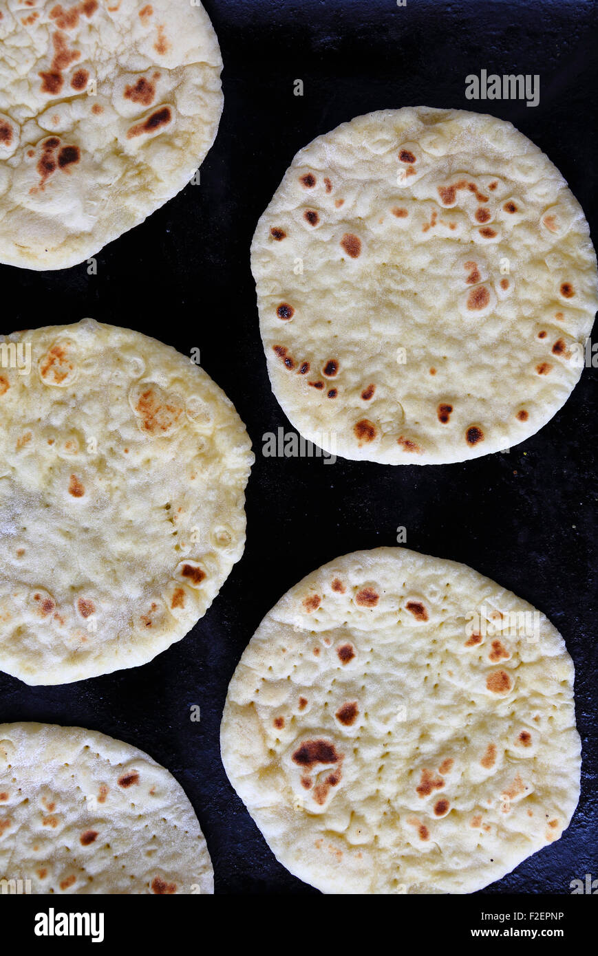 round pitas bread, food top view Stock Photo Alamy