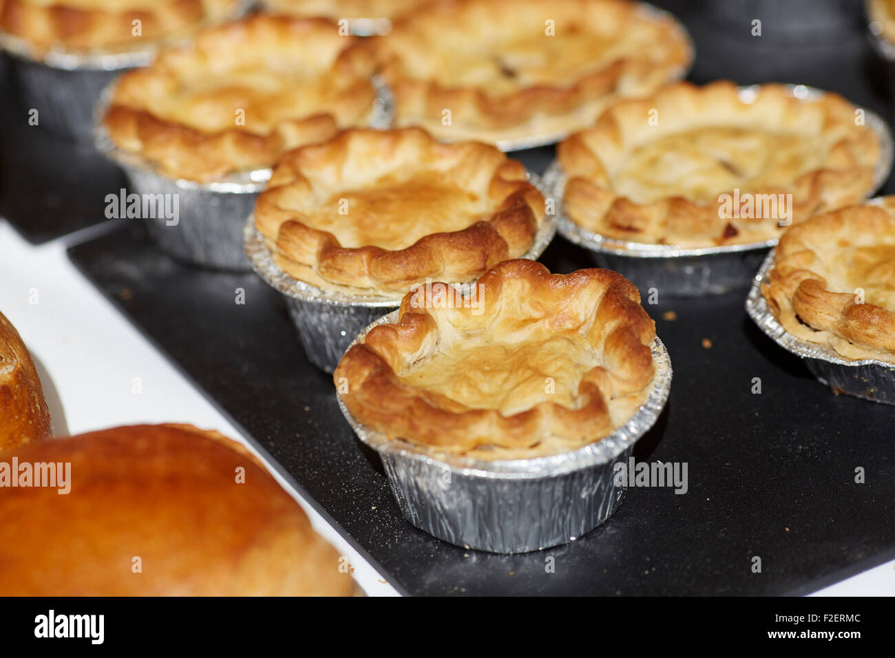 Bolton food festival in Lancashire piess on display at the homemade market Stock Photo