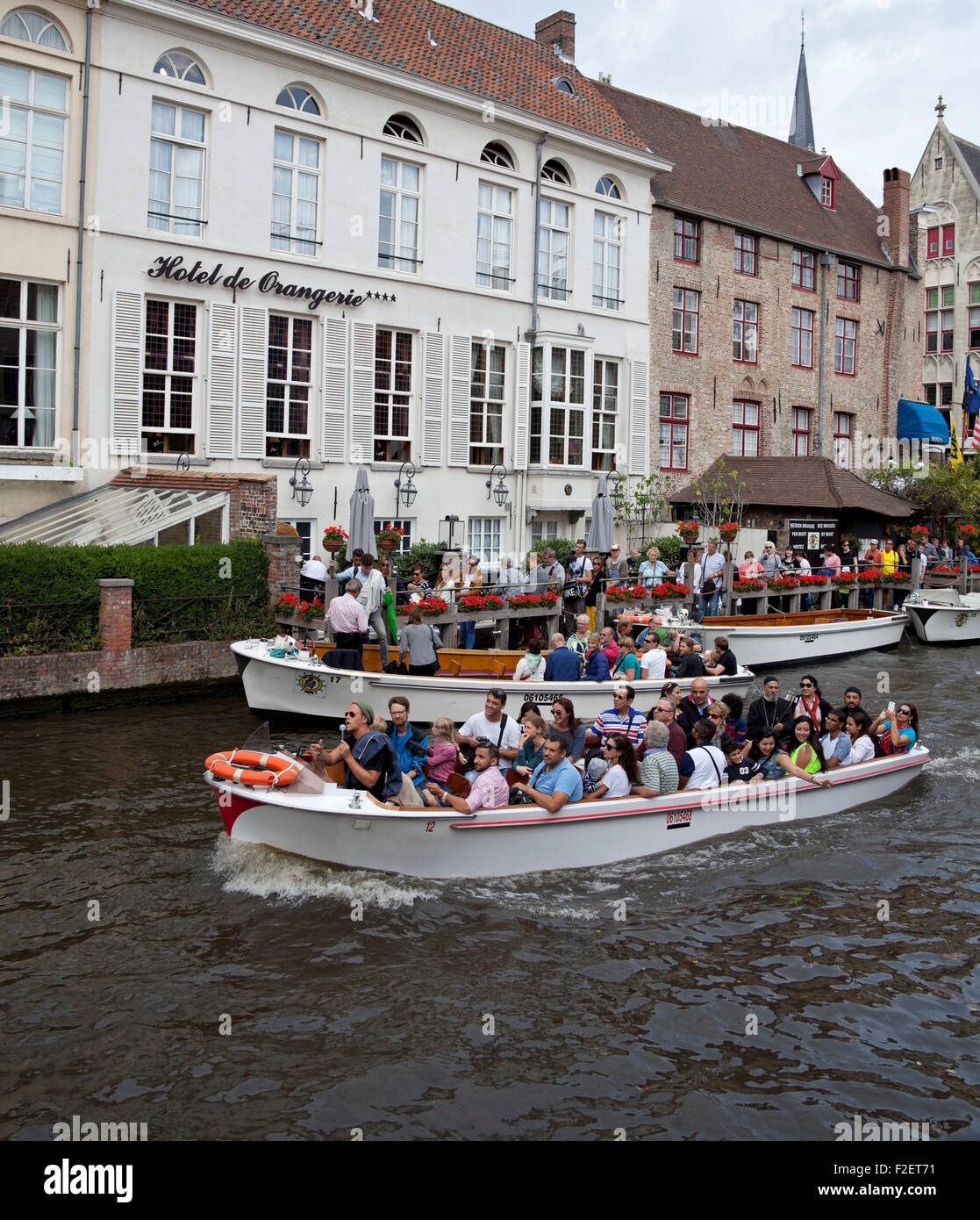 Sightseeing boats Bruges Belgium  Europe Stock Photo