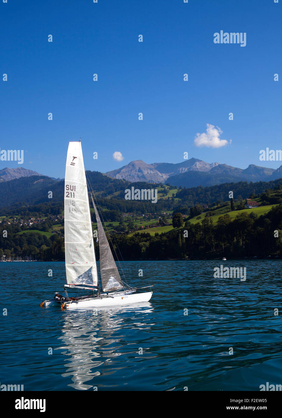 Sailing Switzerland lake Thunersee Europe Stock Photo