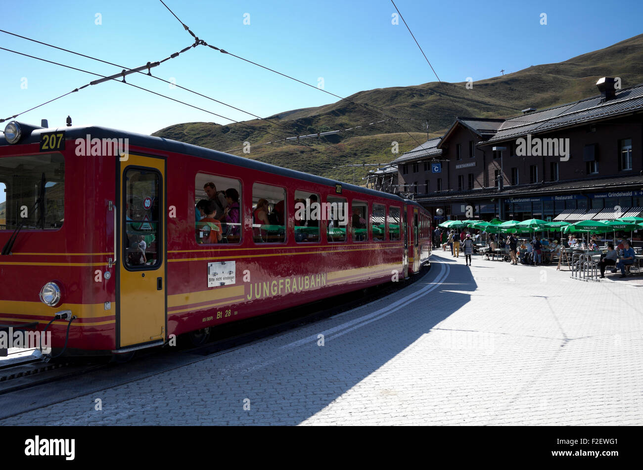 Jungfraubhan Railway train station Kleine Scheidegg Switzerland Europe Stock Photo